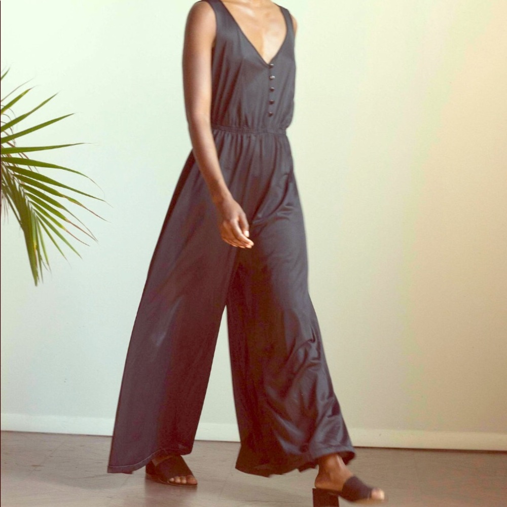 1970s nylon Palazzo pants jumpsuit, Medium